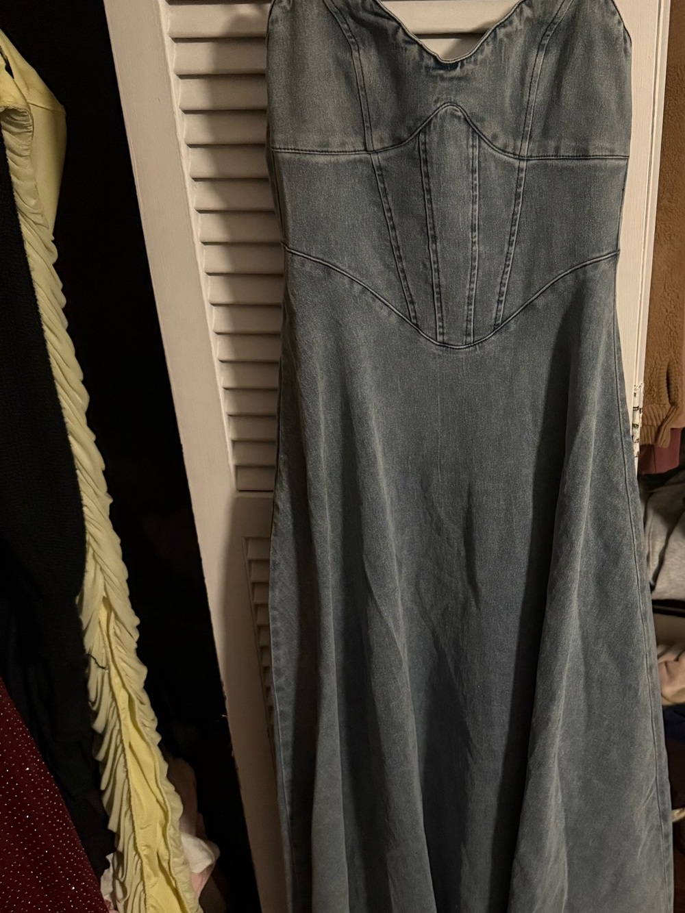 Fashion Nova Light Blue Denim Maxi Dress